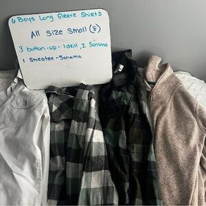 Boys Long Sleeve Shirts - Plaid and Solid